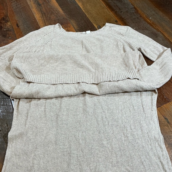 Anthropologie Moth Oatmeal Longline Ribbed Sweater Tunic Size M - Picture 4 of 9